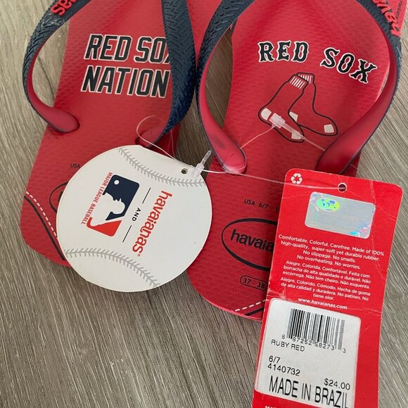 Havaianas Red Sox NBA Ruby Red Slippers Size US 6/7 BNWT - Picture 4 of 5